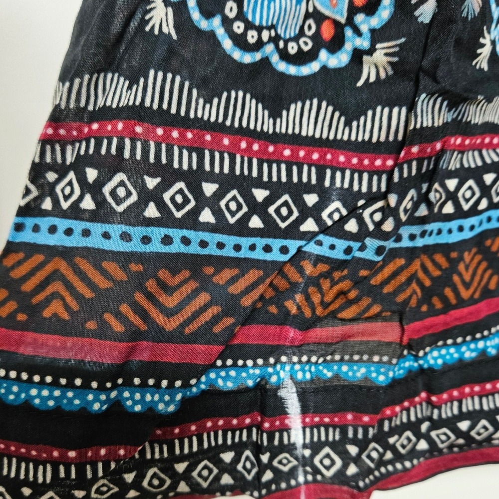 Anthropologie NWOT Cat Jungle Print Ruffle V-Neck Mini Dress Black Multi 2X - Picture 3 of 11